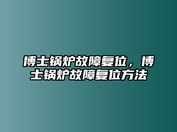 博士鍋爐故障復位，博士鍋爐故障復位方法