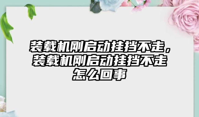 裝載機剛啟動掛擋不走，裝載機剛啟動掛擋不走怎么回事