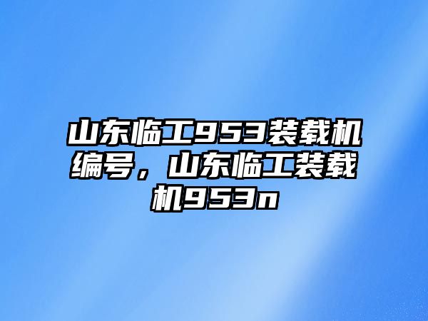 山東臨工953裝載機(jī)編號，山東臨工裝載機(jī)953n