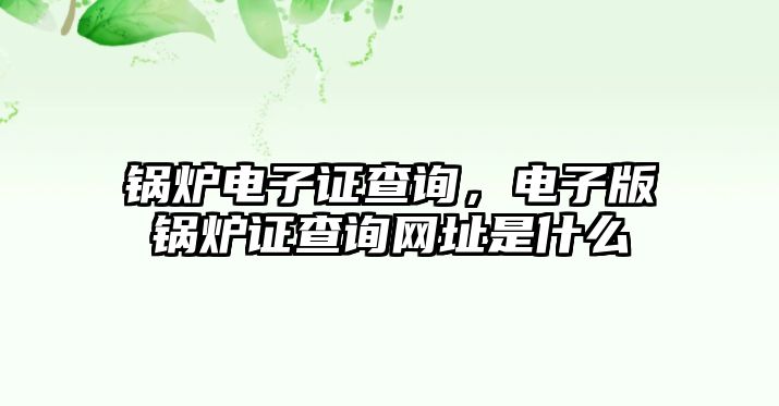 鍋爐電子證查詢，電子版鍋爐證查詢網(wǎng)址是什么