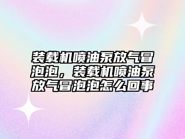 裝載機噴油泵放氣冒泡泡，裝載機噴油泵放氣冒泡泡怎么回事