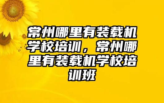 常州哪里有裝載機學校培訓，常州哪里有裝載機學校培訓班